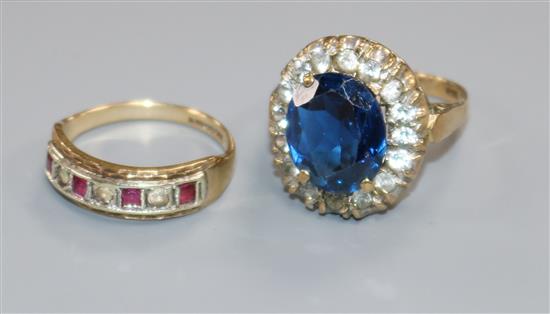 Two 9ct gold and gem set rings.